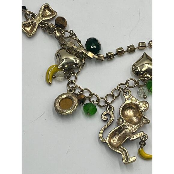Betsey Johnson‎ Two Strand Jungle Fever Enameled Monkey Crystal Charm Necklace - Picture 7 of 12